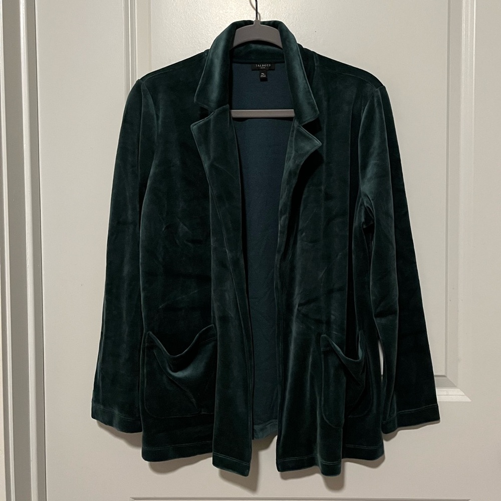 Talbots Deep green velvet blazer - Picture 1 of 5